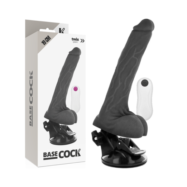 BASECOCK - VIBRADOR DE CONTROLE REMOTO REALISTA PRETO 19 CM