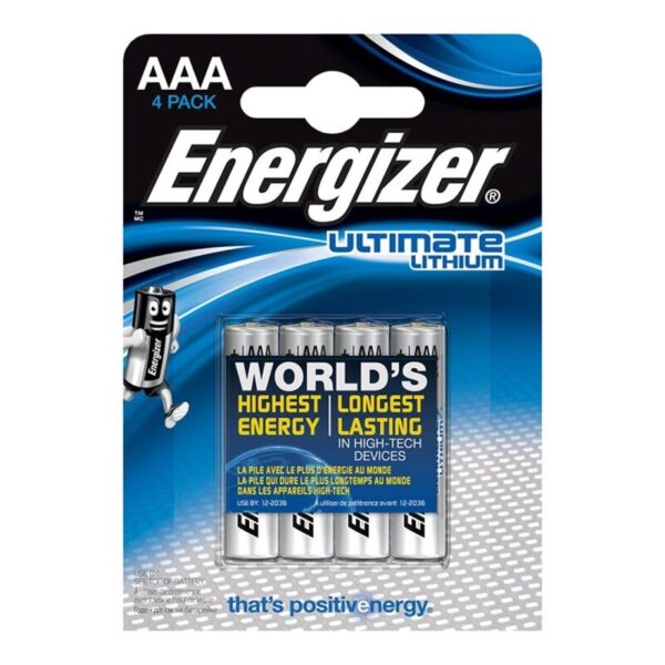 ENERGIZADOR ULTIMATE LITHIUM LITHIUM BATTERY AAA L92 LR03 1,5V BLISTER * 4