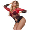 SUBBLIME - 952259 VESTIDO DE REDE ELSTICA DE MANGA LONGA COM DEGRADÊ VERMELHO E PRETO TAMANHO ÚNICO - Image 3