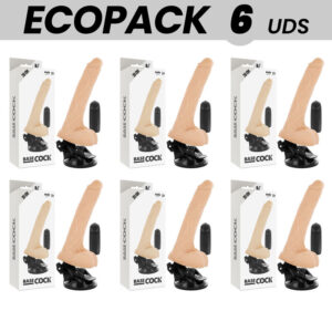 ECOPACK 6 UNIT - BASECOCK VIBRADOR DE CONTROLE REMOTO NATURAL REALISTA COM TESTÍCULOS 20 CM -O- 4 CM
