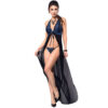 CHILIROSE - CR 3856 BABYDOLL LONGO AZUL E PRETO S/M - Image 2