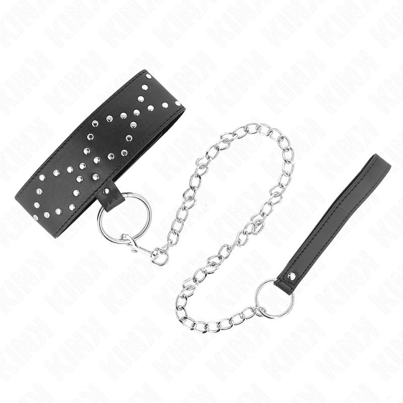 KINK - COLAR 65 CM COM TRELA COM PREGOS PRATA MODELO 3 AJUSTÁVEL 36-43 CM X 5 CM - Image 2