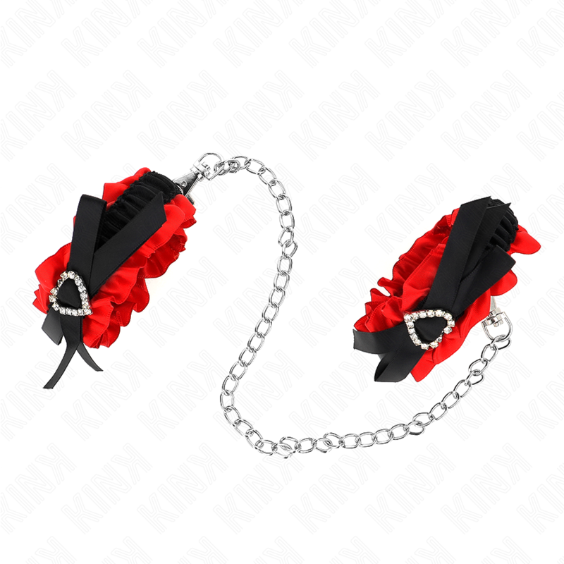KINK - RETENÇÕES DE PUNHO ELÁSTICAS DE RENDA DETALHES DE CORAÇÃO VERMELHO AJUSTÁVEIS 22-35 CM - Image 2