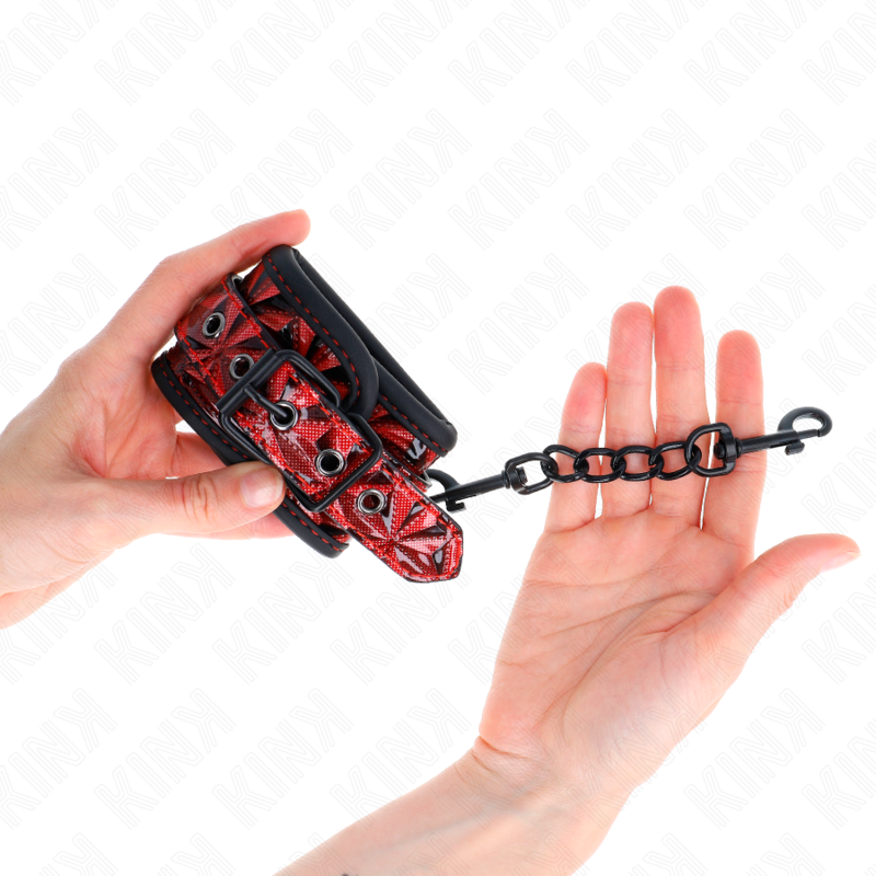 KINK - PULSO PADRÃO DIAMANTE VERMELHO ESCURO AJUSTÁVEL 17-26 CM X 5,5 CM - Image 3