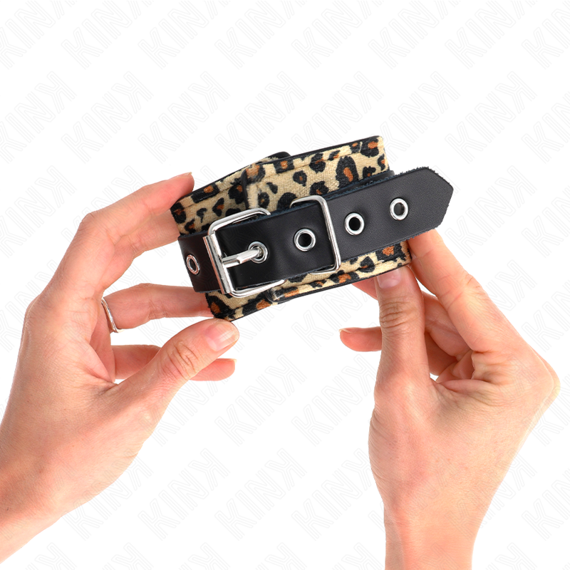 KINK - RETENÇÃO DE PULSO DE COURO REAL LEOPARDO AJUSTÁVEL 18-29 CM X 5,5 CM - Image 3