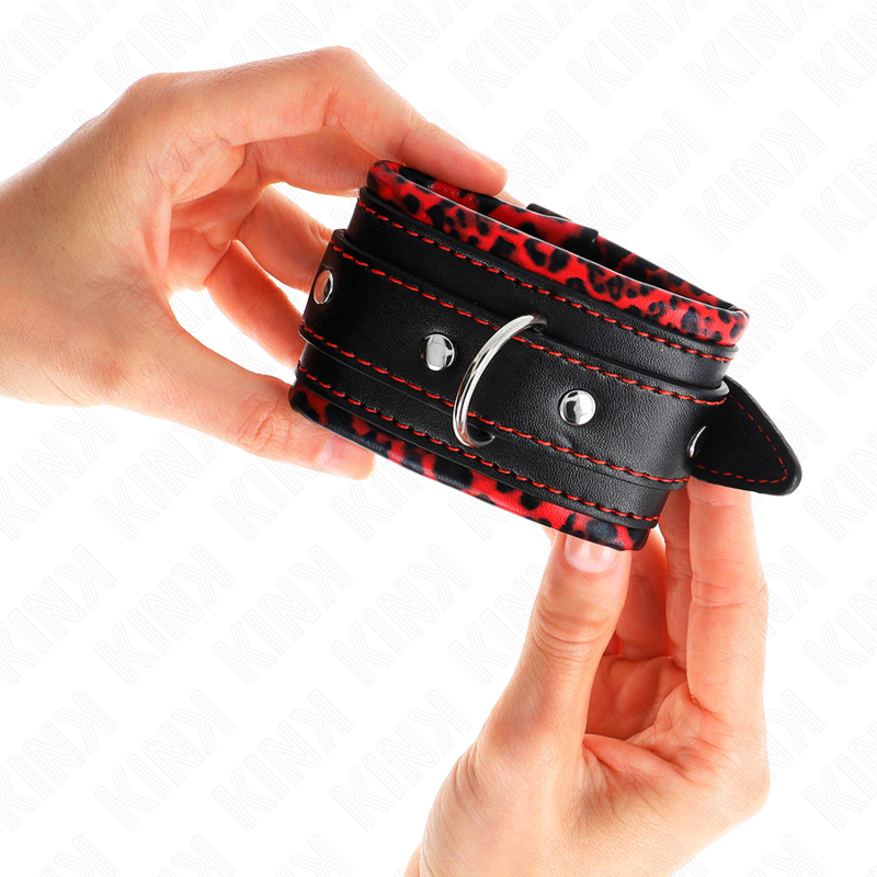 KINK - PULSO FORRO DE PELE VERMELHO / PRETO AJUSTÁVEL 17-29 CM X 6 CM - Image 3