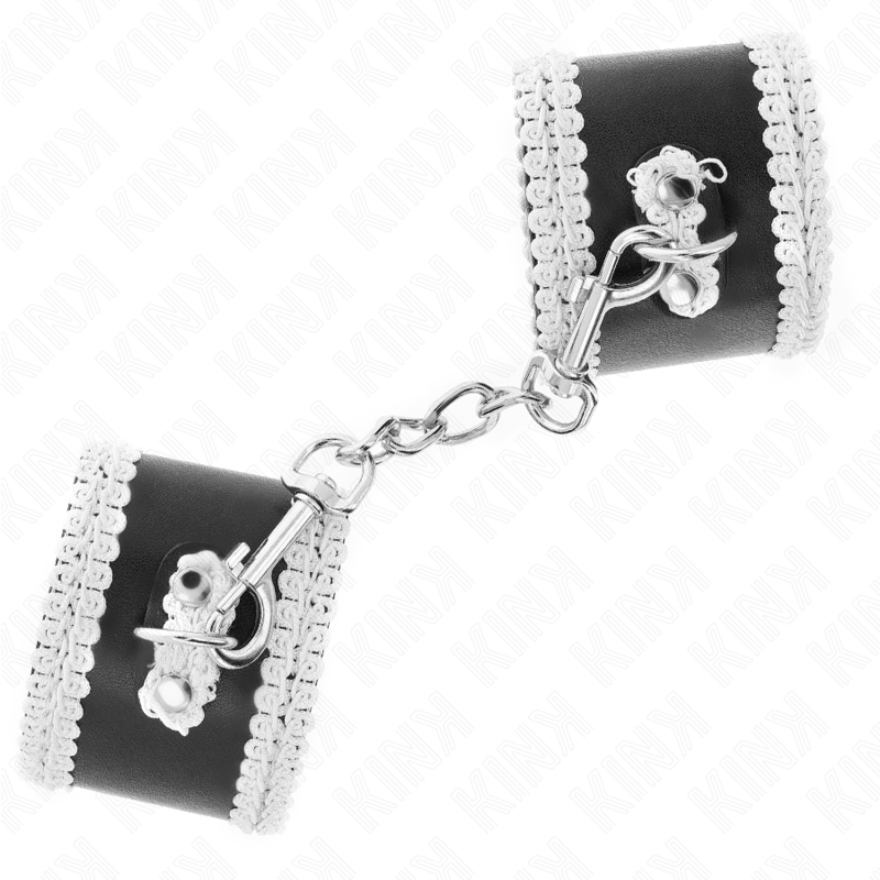 KINK - PULSO PRETO COM RENDA DECORADA BRANCA AJSUÁVEL 20-23 CM X 5,5 CM - Image 2