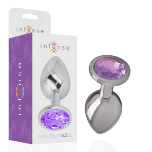 INTENSE - PLUG ANAL DE METAL DE ALUMÍNIO COM CRISTAL VIOLETA TAMANHO S