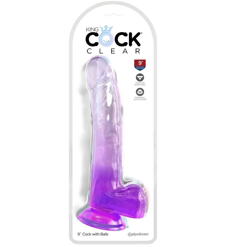 KING COCK - CLEAR DILDO COM TESTÍCULOS 20.3 CM ROXO - Image 2