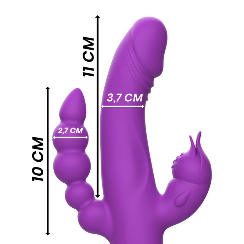 INTENSE - VIBRADOR DE SILICONE CASANOVA COELHO TRIPLO MOTOR ROXO - Image 3