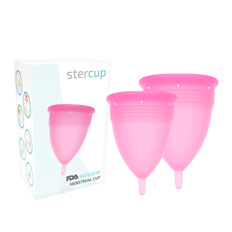 STERCUP - PACOTE DE COPO MENSTRUAL DE SILICONE FDA TAMANHO S + L ROSA
