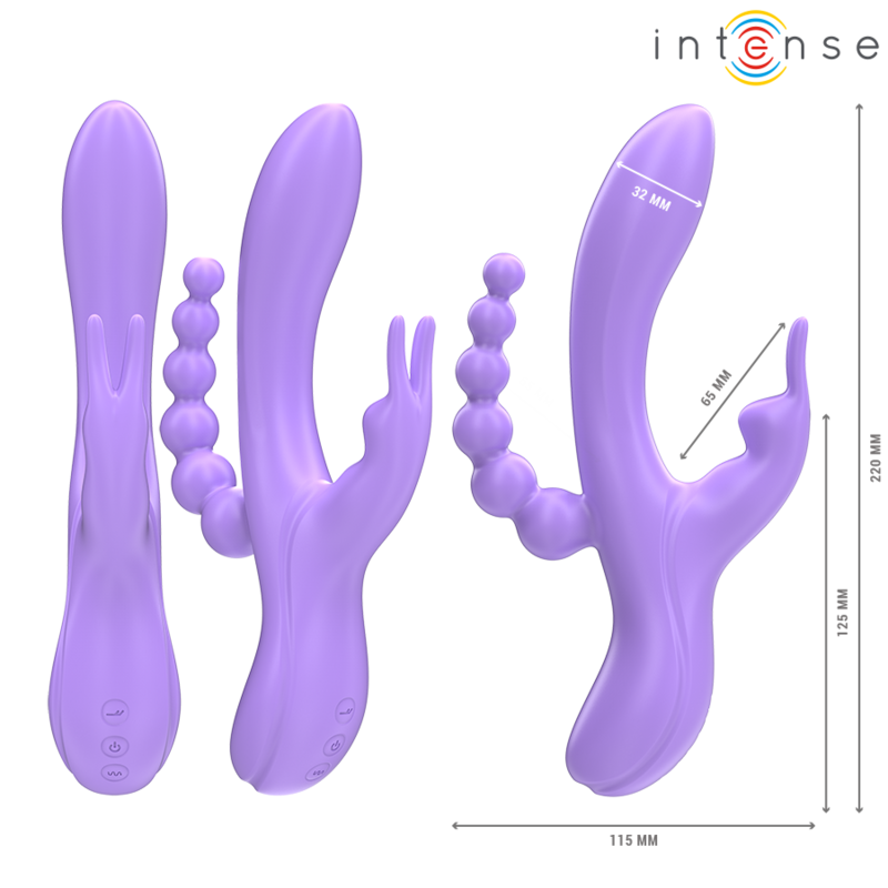 INTENSE - MIKO TRIPLO VIBRADOR COELHO & ESTIMULADOR & ANAL 7 VIBRAÇÕES ROXO - Image 4