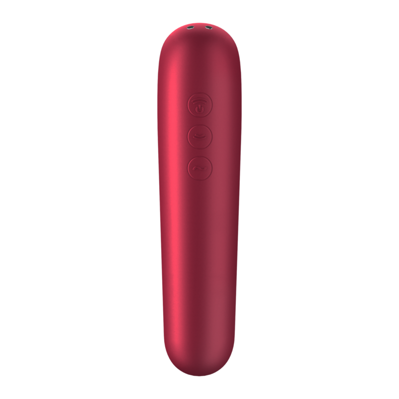 SATISFYER - VIBRADOR E SUCCIONADOR DUAL LOVE COM AR PULSADO VERMELHO - Image 3