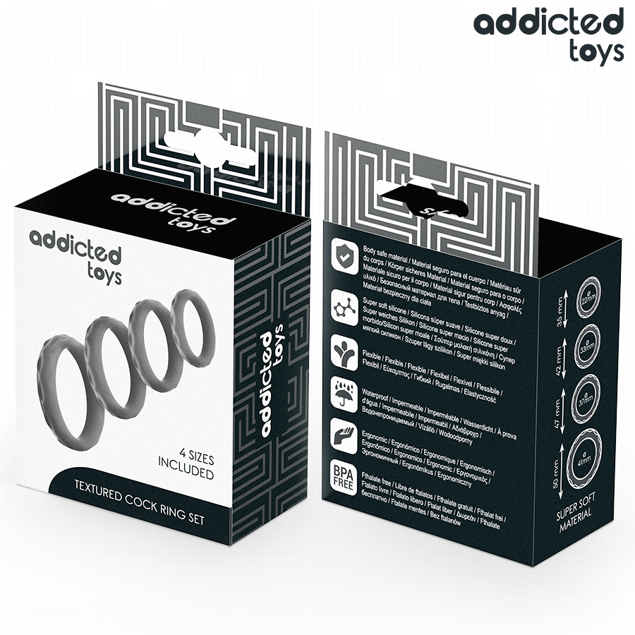 ADDICTED TOYS - SET ANILLOS PENE TEXTURIZADOS 4 TAMAÑOS - Image 3