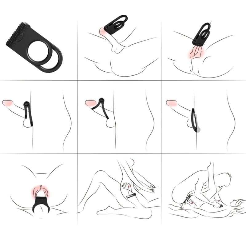 ARMONY - ANEL VIBRADOR DUPLO TWINS PARA CASAIS PRETO - Image 2