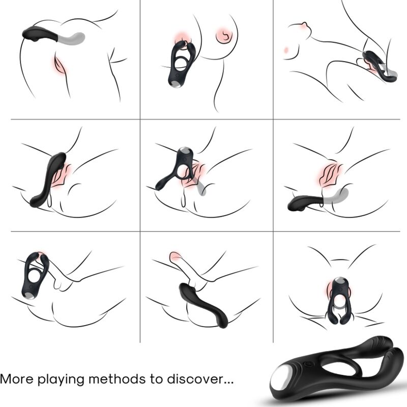 ARMONY - ANEL VIBRADOR DUPLO VEYRON PARA CASAIS PRETO - Image 2