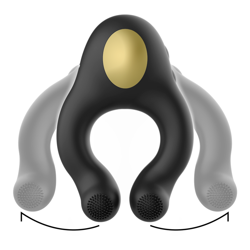 ARMONY - ANEL VIBRADOR DE SILICONE 3 MOTORES RECARREGÁVEIS PRETO - OURO - Image 2