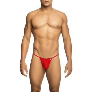 MOB - TANGA TRANSPARENTE VERMELHA EM FORMATO DE T TAMANHO L/XL