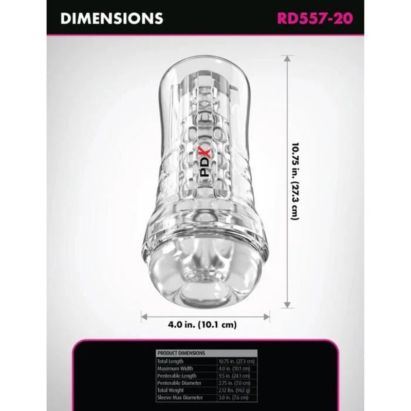 PDX ELITE - VIEWTUBE PLUS STROKER TRANSPARENTE COM ADERÊNCIA FÁCIL E VERSÁTIL 21 CM - Image 3