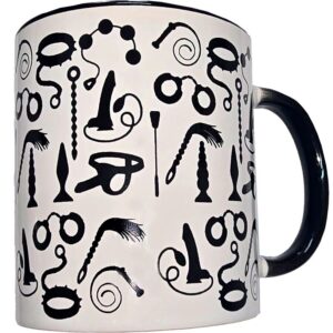 DIABLO PICANTE - CANECA BONDAGE BRANCA COM ALÇA PRETA 370 ML