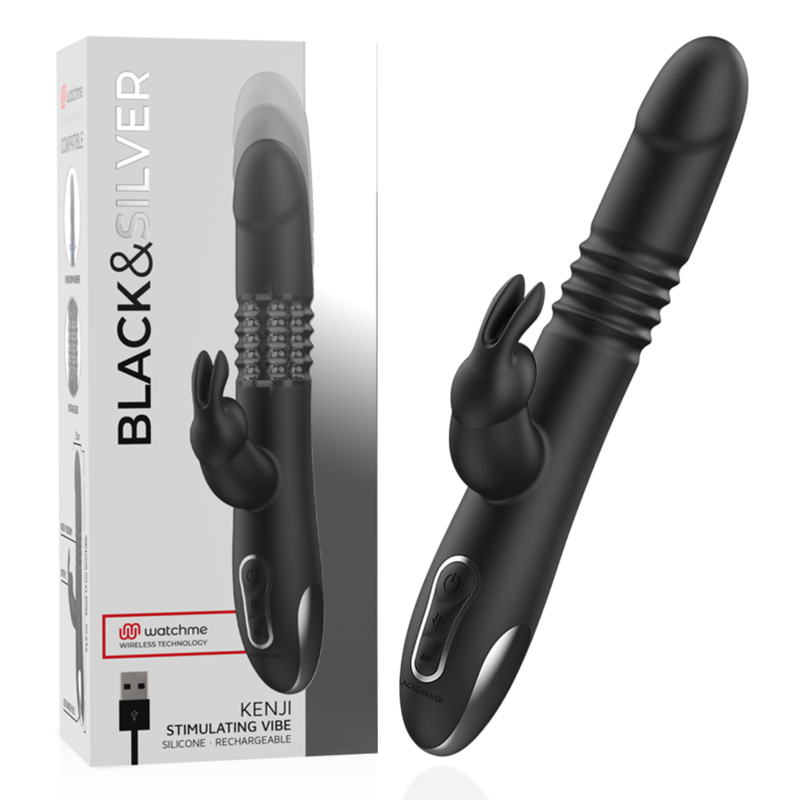 BLACK&SILVER - KENJI VIBRADOR RABBIT UP & DOWN + CONTROLO REMOTO WATCHME - Image 2