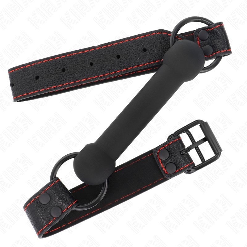 KINK - MORDAÇA DE OSSO COM ALÇA DE COURO PRETA AJUSTÁVEL 41-57 CM - Image 2