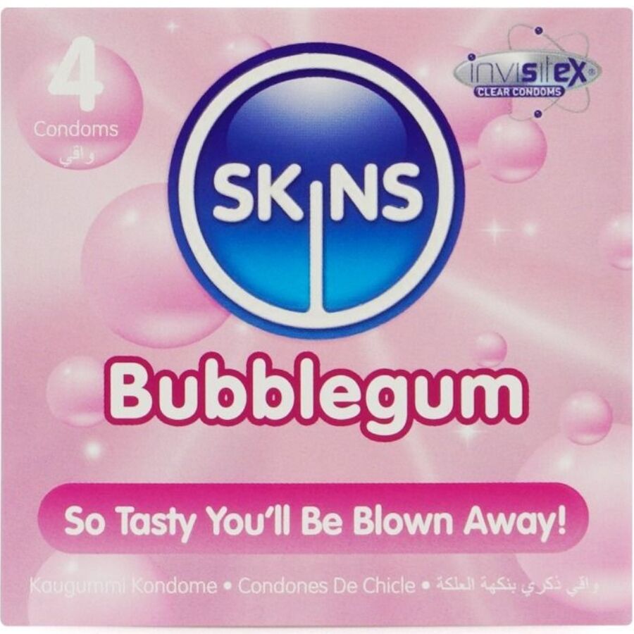 SKINS - PRESERVATIVOS BUBBLEGUM PREMIUM PACOTE 4