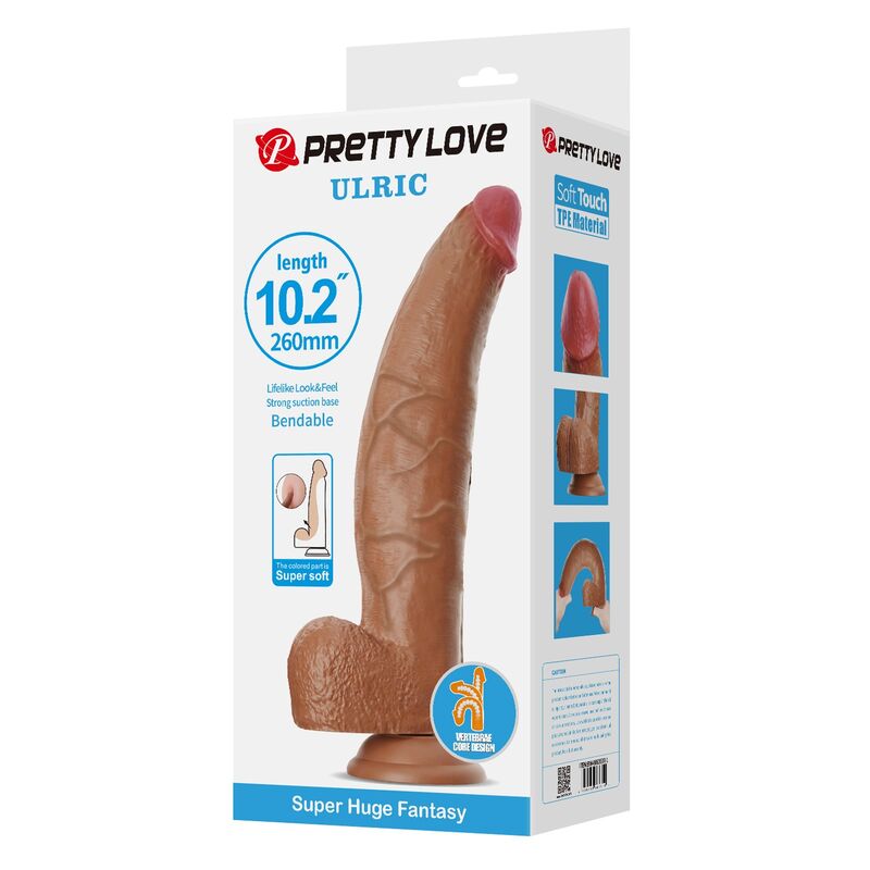 PRETTY LOVE - ULRIC DILDO FLEXÍVEL REALISTA 26 CM Ø 5,5 CM TPE MARROM - Image 3