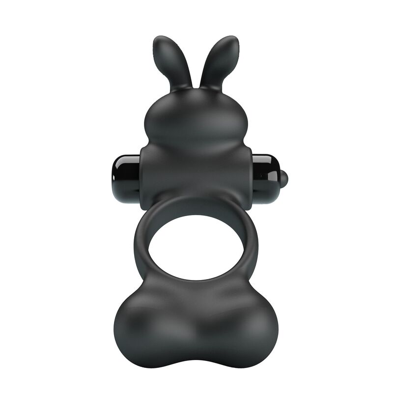 PRETTY LOVE - ANEL PENIANO VIBRATÓRIO COM ESTIMULADOR DE COELHINHO, 10 FUNÇÕES, PRETO