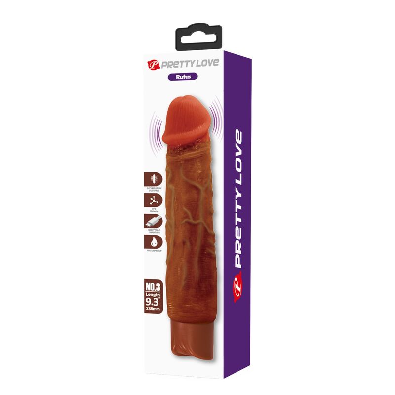 PRETTY LOVE - VIBRADOR REALISTA DUKE 23,5 CM Ø 4,8 CM MARROM - Image 3