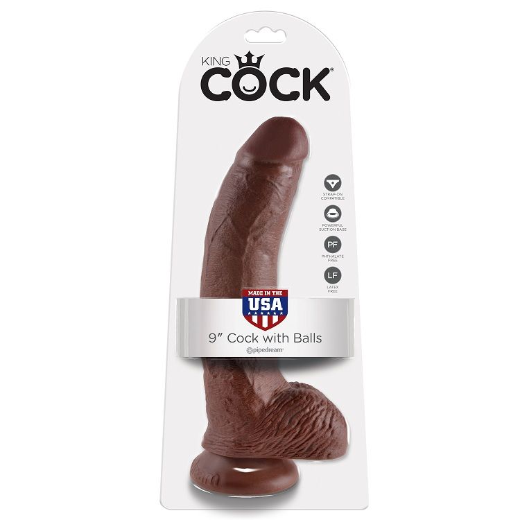 KING COCK - 9 DILDO CASTANHO COM BOLAS 22.9 CM - Image 2