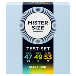 MISTER SIZE - PACOTE DE AMOSTRA DE PRESERVATIVO TAMANHO 47-49-53 MM (3 UNIDADES)
